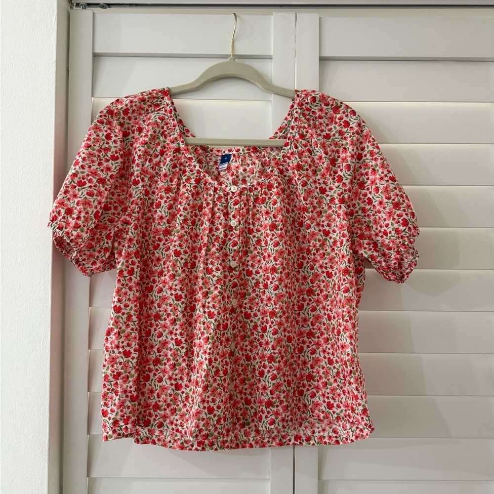 Old Navy Red Floral Blouse